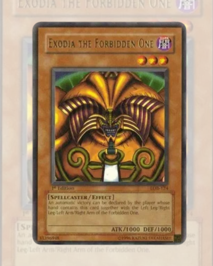 3. Exodia the Forbidden One The Legend of Blue Eyes White Dragon- Ultra Rare - LOB-124